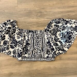 Angie Blue and White Floral Blouse